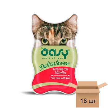 Влажный корм для кошек OASY CAT Adult паштет деликатес с телятиной - 18 шт 3017342245-18sht