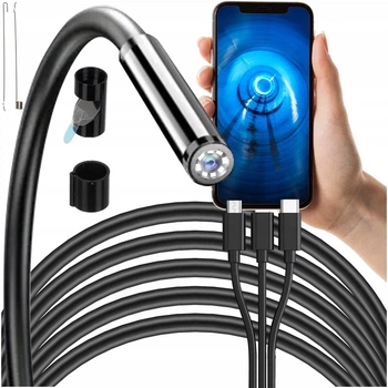 Эндоскопическая камера Bigstren 23020 Full HD 1080p Ø7.9 мм, 2 м, для Android/iOS, IP67, 8 LED, с насадками
