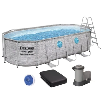 Овальный бассейн 13 430 л Bestway 56716 с насосом, тентом и подкладкой, 549×274×122 см