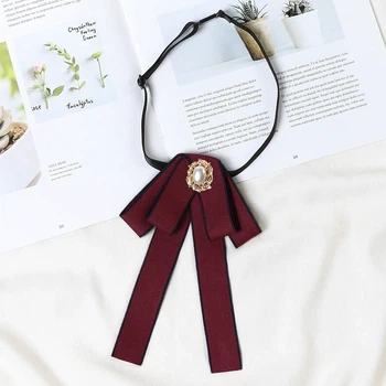 Елегантна брошка-бант із перлиною Honey Fashion Accessories бордовий (30к056)