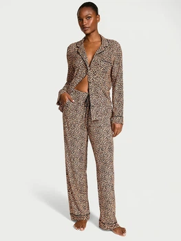 Піжама (Сорочка + штани) Victoria's Secret SoSoft™ Modal Long Pajama Set М Regular Леопард (27161724)