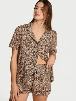 Піжама (Сорочка + шорти) Victoria's Secret SoSoft™ Modal Short Pajama Set S Леопард (27178881)