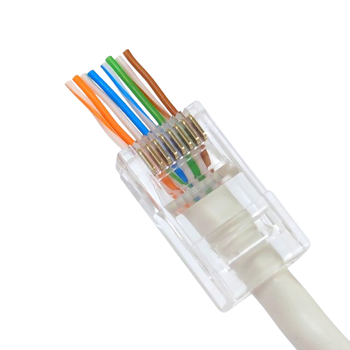Конектор Merlion RJ-45 8P8C UTP Cat-5 для обтиску крученої пари в упаковці 100 шт Прозорий