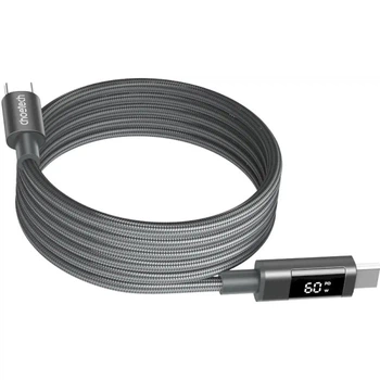 Магнитный кабель для передачи данных Choetech USB-C M-M PD 60W LED-дисплей 1.2м Gray (XCC-1067-GY)