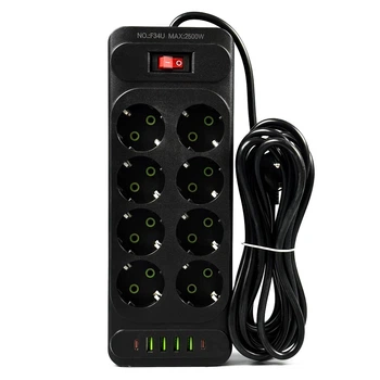 Подовжувач мережевий UA Power F34U 8 розеток 4 USB 2 Type-C 6 м Black