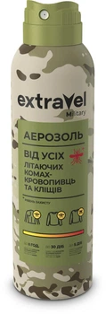 Аэрозоль от всех насекомых-кровососов и клещей Extravel Military, 170 мл