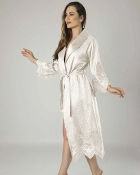 Халат женский шелковый Nusa 15055, L/XL, Кремовый