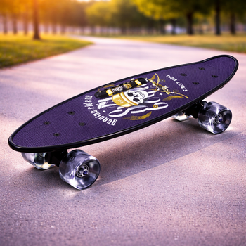 Пенни борд с ручкой Street King светящиеся колеса