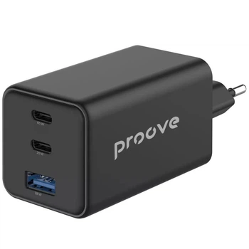 Сетевое зарядное устройство Proove Pocket GaN 65W 1*USB QC4.0+ 2*Type-C PD3.0 Black