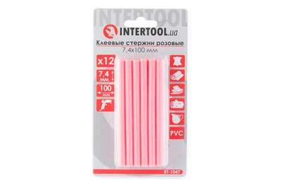 Клеевые стержни универсальные Intertool 7.4 x 100 мм розовые (в упаковке 12 шт.)