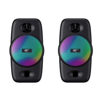 Колонка портативна 2.0 Havit HV-SK213, Black, 2x3 Вт, 3.5 мм, підсвічування, пластиковий корпус, живлення від USВ