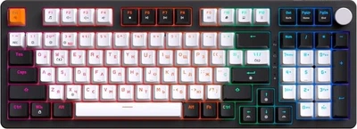 Клавиатура игровая проводная GamePro MK170B USB, механическая Outemu Red, RGB подсветка, 97 клавиш, регулятор громкости, бело черная