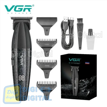Триммер VGR V-640T BLACK 3 насадки LED display 9000RPM