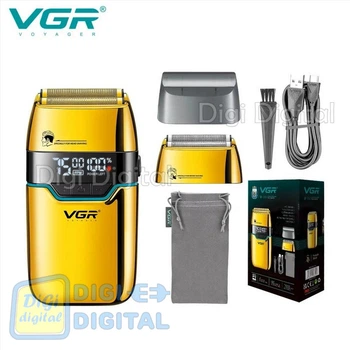 Электробритва VGR V-350 GOLD шейвер двойное лезвие 2 насадки LED Display