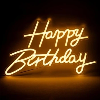 Светодиодная (LED) неоновая вывеска "Happy Birthday", от USB, оранжевая, 40*27 см (9318-006)