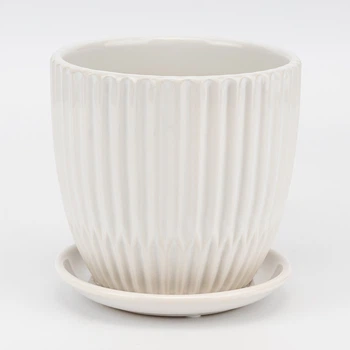 Керамические кашпо 3 шт "Вертикаль", белое, 14,5 см, 1,5 л (2029-001/white)