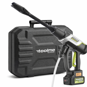 Акумуляторна мийка високого тиску Toolme TM280 PRO BRUSHLESS 450 Вт з алюмінієвою помпою, 2 АКБ 21В, піногенератор