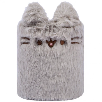 Стакан для ручек YES мех Pusheen 708758 серая мягкая подставка для карандашей и фломастеров школьной канцелярии