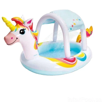 Детский надувной бассейн Intex 58435 Unicorn с навесом и фонтаном белый 254х132х109 см (21-9-58435)