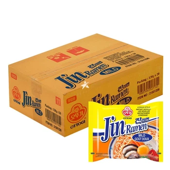Ящик Джин Рамен м'якогострий Ottogi Jin Ramen Mild, корейська локшина швидкого приготування 120 г (20 шт)
