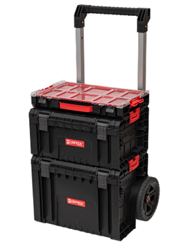 Набір із 3 ящиків для зберігання інструментів 5/19/28 л Qbrick System PRO Set 2 Plus на колесах, пластикові, чорні