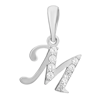 Підвіска срібна літера М з фіанітами Silver Style (40401.17 sku:2300104251499)