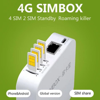4G SIM бокс на 4 SIM-карты с двойным режимом ожидания для iOS и Android