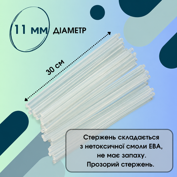Стержни клеевые для горячего клеевого пистолета прозрачные 11мм 36шт термоклей в стержнях для ремонта и творчества