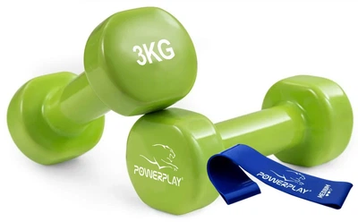 Гантели виниловые PowerPlay 4125 Achilles 2 х 3 кг зеленые пара (PP_4125_3kg_2in)