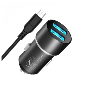 Автомобильное зарядное устройство SkyDolphin SZ02V Aluminium (2USB, 2.4A) Black (AZP-000073) + кабель