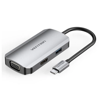 Док-станция USB3.1 Type-C --> HDMI/VGA/USB 3.0/PD 100W Hub 4-in-1 Vention
