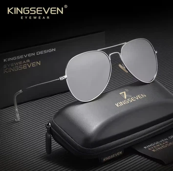 Сонцезахисні окуляри поляризовані Авіатор KINGSEVEN UV400 чоловічі жіночі преміумнабір антивідблисків для водіння, Mirror