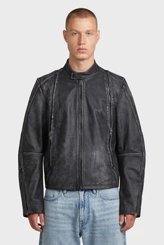 Чоловіча темно-сіра шкіряна куртка Leather Blouson G-Star M D26931,E082