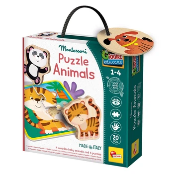 Montescori Puzzle Animals (Giocare Educare) — Деревянный развивающий пазл «Животки» 1-4 года