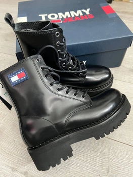 Чоботи жіночі Tommy Hilfiger шкіряні чорні на платформі розмір 40
