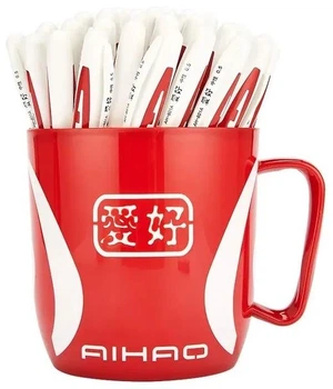 Набор ручек гелевых в чашке 48 шт. AIHAO с гриппом, непрозрачная, красная, AH-801АC