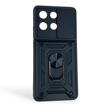 Чохол протиударний для Motorola G86 5G з магнітною пластиною зі шторкою на камері чорний