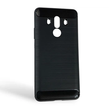 Чехол для телефона Huawei Mate 10 Pro карбоновый противоударный с высокими бортами черный