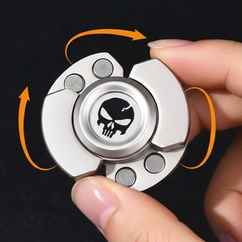 Антистрес Mini EDC Scull Toy 3 в 1 Спіннер, Магнітний Слайдер, Клікер колір Срібло (01812)