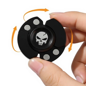 Антистрес Mini EDC Scull Toy 3 в 1 Спіннер, Магнітний Слайдер, Клікер колір Чорний (01811)
