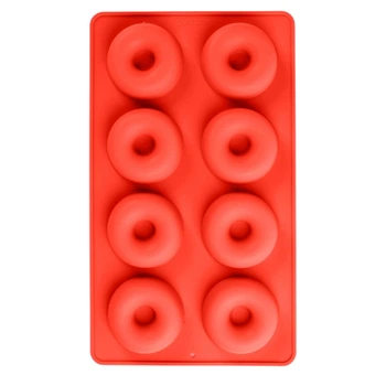 Форма силіконова для пончиків "Donuts" R34950 8 шт на листі 28.5х16.5 см Червоний