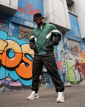 Спортивный костюм RETRO Puma зеленый мужской плащевка краш с сетчатой подкладкой L