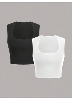 Топ (2шт) SHEIN M Черно-белый sz2310277377576977