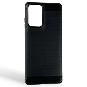 Чехол для телефона Motorola Edge 50 Fusion карбоновый противоударный с высокими бортами черный