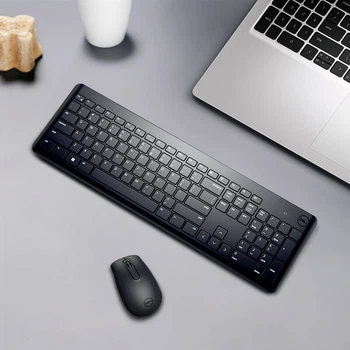 Бездротовий комплект клавіатури та миші DELL KM3322W, комплект клавіатури та миші для офісного та домашнього використання, мультимедійний комплект клавіатури та миші, чорний з бездротовим приймачем 2.4G