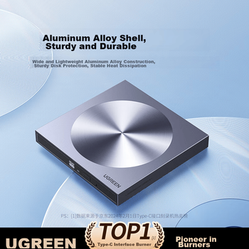 Внешний портативный DVD/CD-привод UGREEN Type-C/USB с 8-кратным ускорением для ноутбука, высокоскоростной оптический дисковод 80130