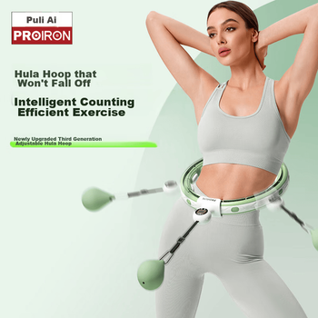 PROIRON Puli'ai Hula Hoop — устройство для коррекции фигуры с интеллектуальным подсчетом движений и функцией уменьшения талии, подходит для мужчин и женщин. Съемный утяжеленный, малошумный, корректирующий фигуру прибор зеленого цвета.