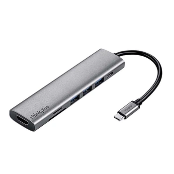 Док-станция расширения ThinkPad Lenovo Type-C, адаптер USB-C на HDMI, гигабитный порт Ethernet RJ45, быстрая зарядка PD, слот для SD/TF-карт, совместима с ноутбуками Apple, док-станция расширения LC07-H