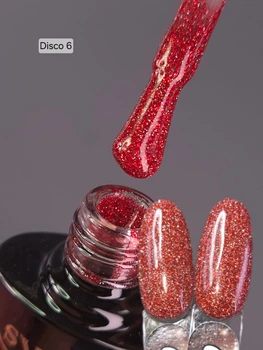 Светоотражающий гель лак Disco 6 SVNails с блестками 8 мл