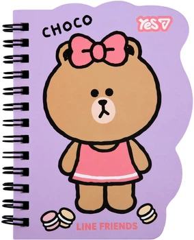 Блокнот Yes Line Friends Choco Purple В7 60 листов в клетку (152217) (5056574470713)
